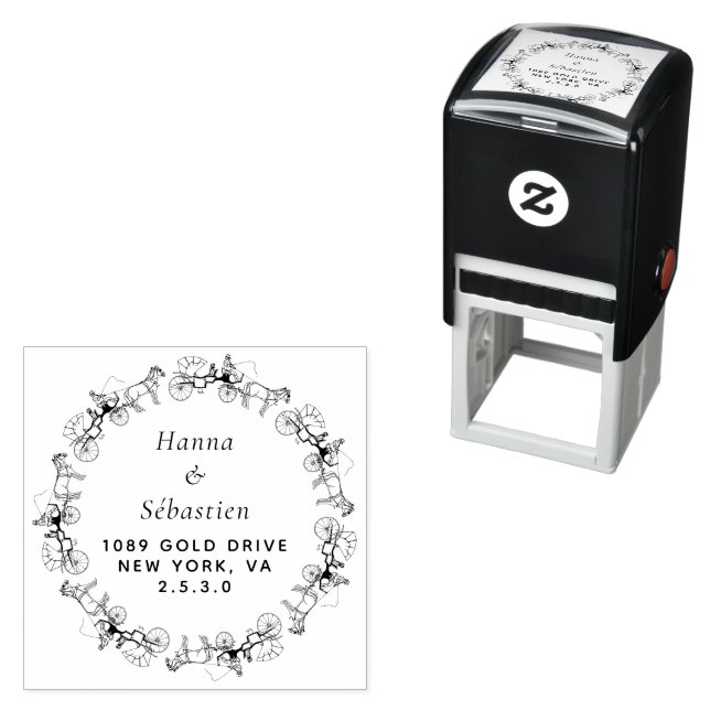 weddin Couple Names Simple Typography Wedding Self-inking Stamp (In Situ)