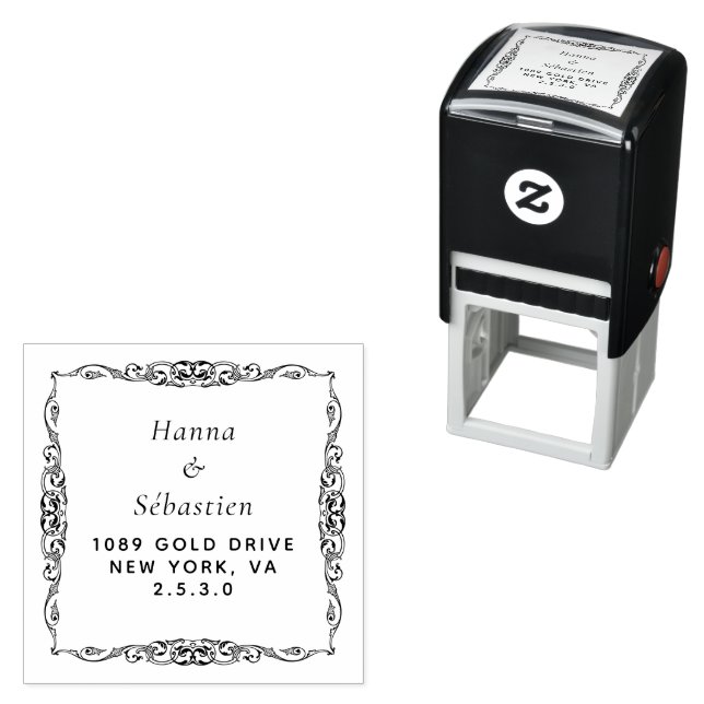 weddin Couple Names Simple Typography Wedding Self-inking Stamp (In Situ)