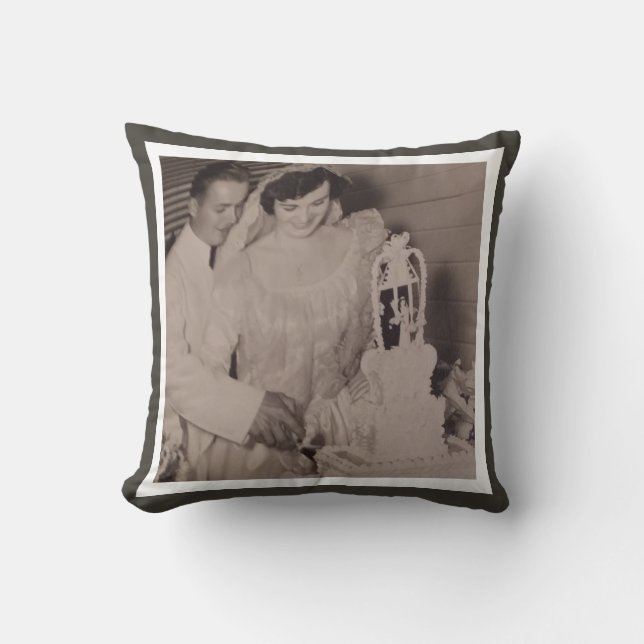 Wedding 10 Photo Instagram Collage slate grey Cushion (Front)