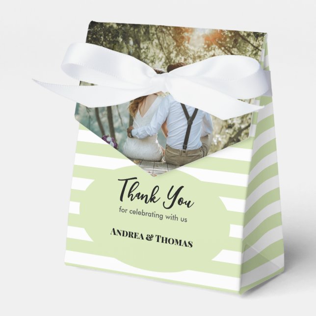 Wedding 1 Section Custom Photo Stripes Favour Box (Front Side)