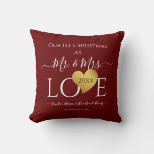 Wedding  1st first Christmas Name Mr  Mrs  Cushion