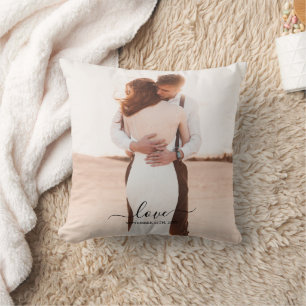 Wedding 2 Photo Memory Love Script Cushion