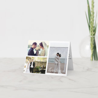 Wedding 3 Photo Collage Thank You Card