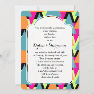 Wedding 80's Style Geometric Pattern Invitation