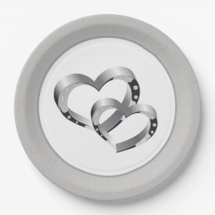 Wedding 9" Paper Plates-Two Hearts Plate