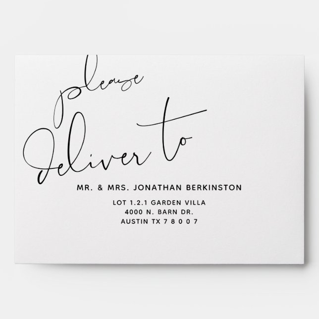 Wedding A7 Envelope in Modern Minimalist themed (Front)