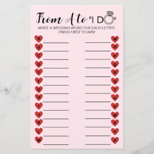 Wedding A to Z Game – Fun Bridal Shower Activity