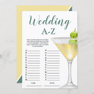 Wedding A-Z Elegant Bridal Shower Game Invitation
