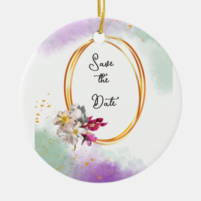 Wedding abstract invitation ceramic tree decoration (Front)