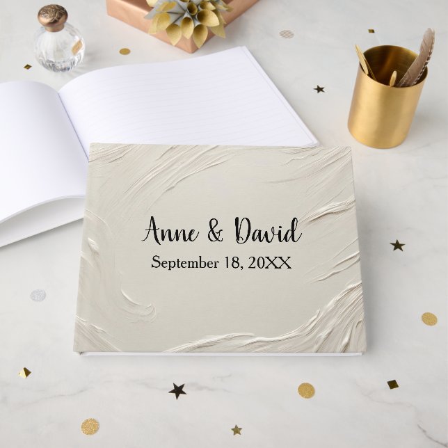 Wedding Abstract Ivory Texture Guest Book (Front Open)