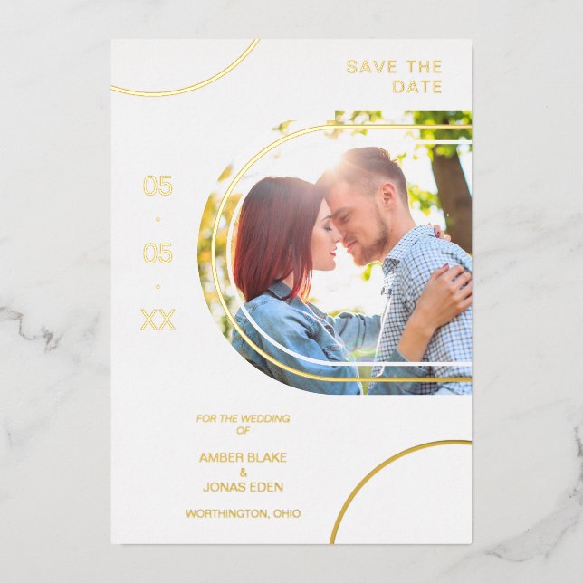 Wedding Abstract Shapes Photo Couple Golden Effect (Front)