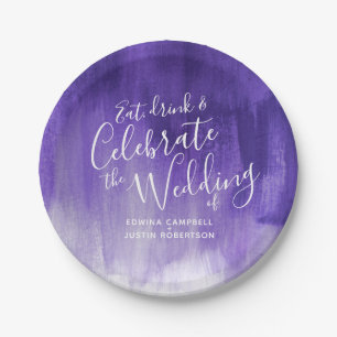Wedding abstract ultraviolet purple paper plate
