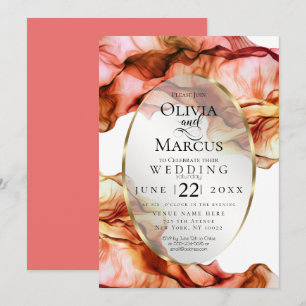 WEDDING Abstract Watercolor Autumn Colours 3 Invitation