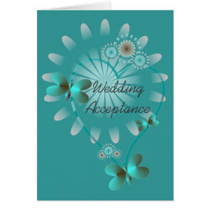 Wedding Acceptance Card Butterfly Hearts