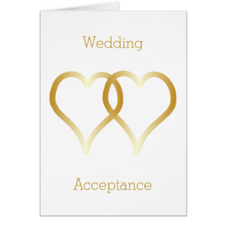 Wedding Acceptance Card Gold Hearts