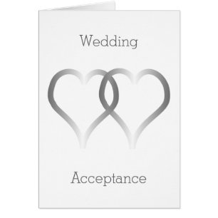 Wedding Acceptance Card Silver Hearts