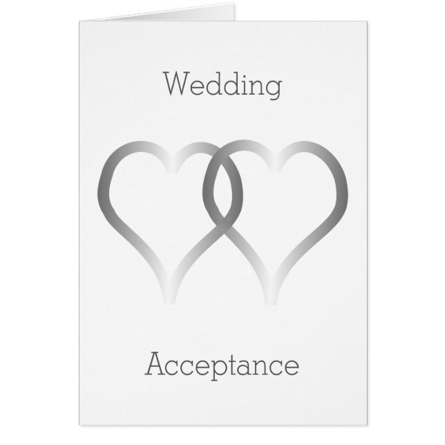 Wedding Acceptance Card Silver Hearts (Front)