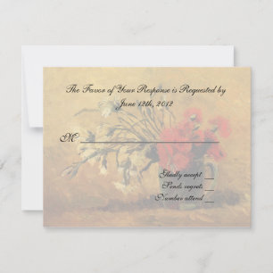 wedding acceptance card, van gogh flowers RSVP card