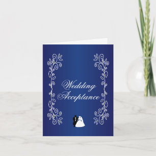 Wedding Acceptance Thank You Card Blue Bride Groom