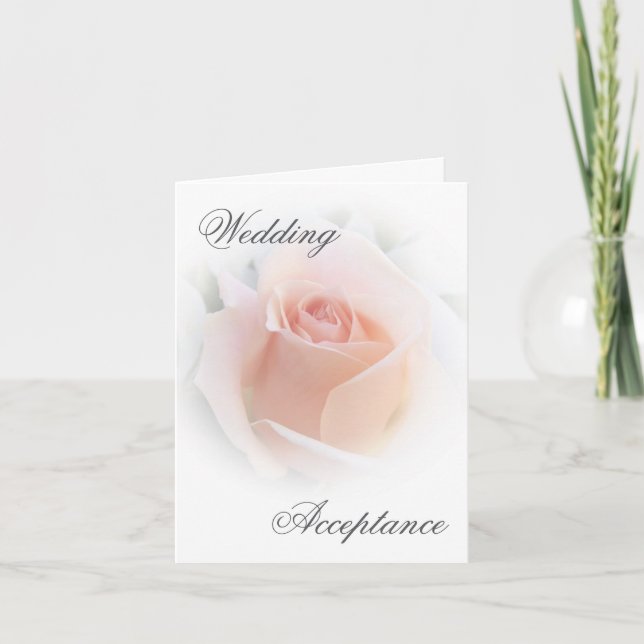 Wedding Acceptance Thank You Card Peach Rosebud (Front)