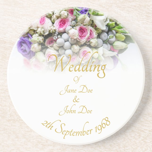 Wedding Accessories - Bride with colourful wedding Coaster (Front)