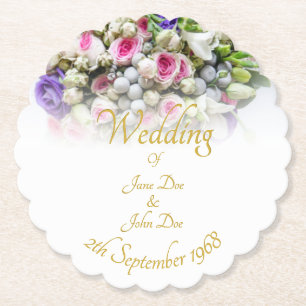 Wedding Accessories - Bride with colourful wedding Paper Coaster