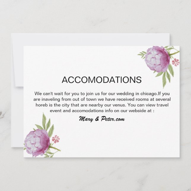 Wedding Accommodation Card (Front)
