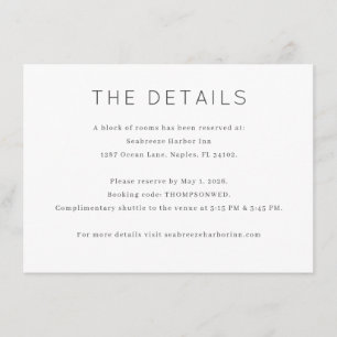 Wedding Accommodation Details Card
