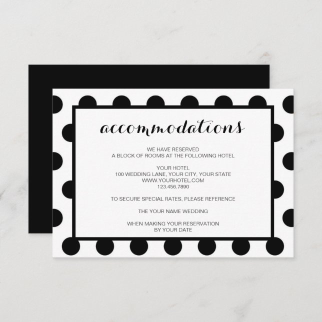 Wedding Accommodations | Black Classic Enclosure Invitation (Front/Back)