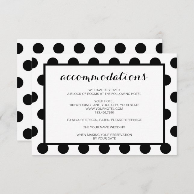 Wedding Accommodations | Black Classic Enclosure Invitation (Front/Back)
