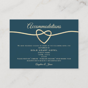 Wedding Accommodations Card Classic Blue and Gold