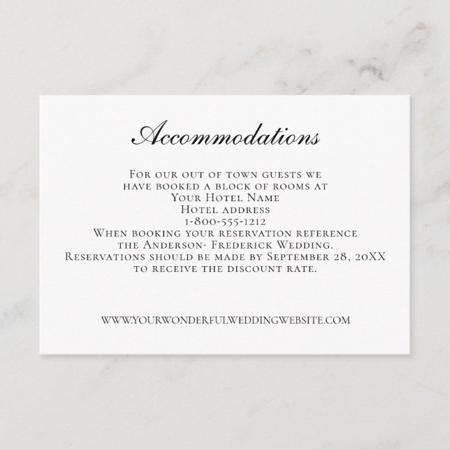  Wedding Accommodations QR code Wedding Website  Enclosure Card (Front)
