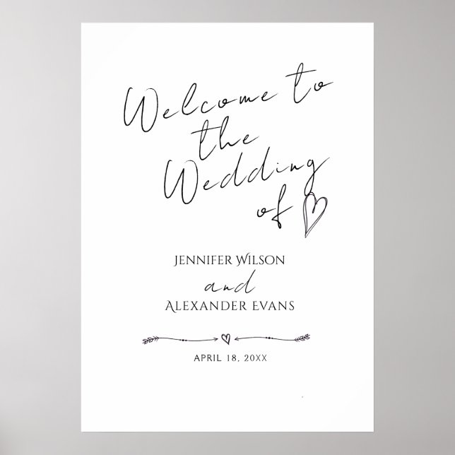 Wedding Acrylic Sign Welcome Minimalistic. (Front)