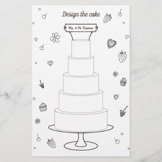 Wedding Activities Colouring Pages Design Cake