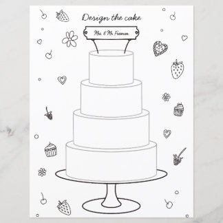 Wedding Activity Colouring Design Cake Page