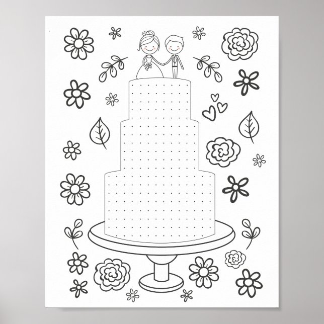 Wedding Activity Dot Game Colouring Page Poster (Front)
