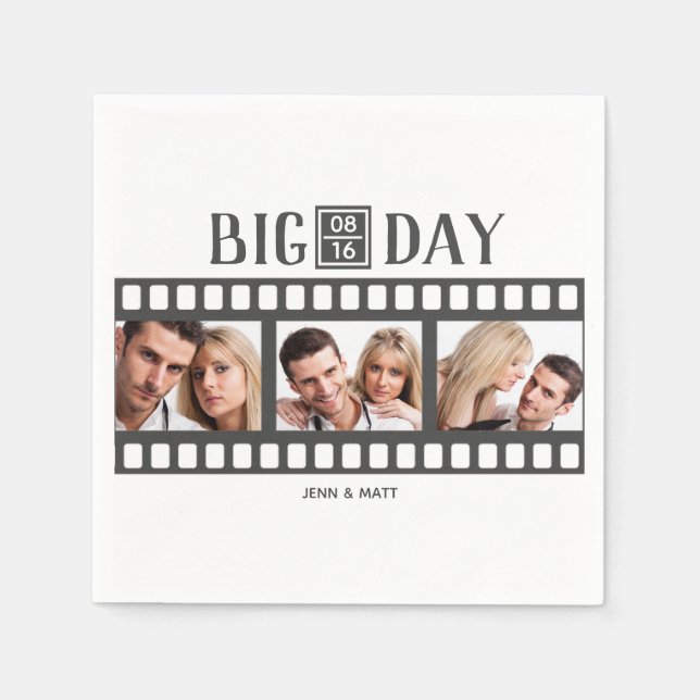 Wedding Add 3 Photos Fun Film Napkin (Front)