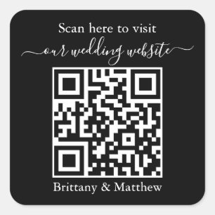Wedding Add Your QR Code Website Black Sticker