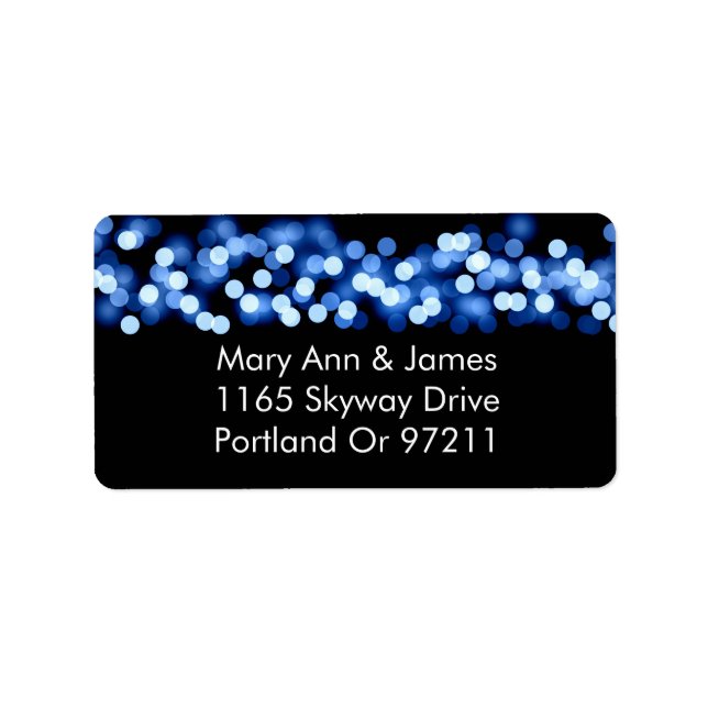 Wedding Address Blue Hollywood Glam Label (Front)