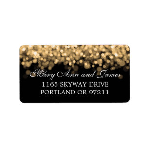 Wedding Address Gold Lights Label