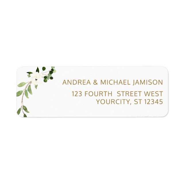 Wedding Address Greenery Rustic Watercolor White (Front)