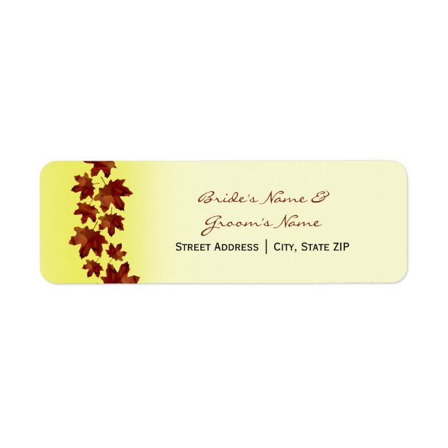 Wedding Address Label - Fall Wedding Leaves (Front)