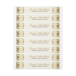 Wedding Address Label Gold Swirls Beige Damasks