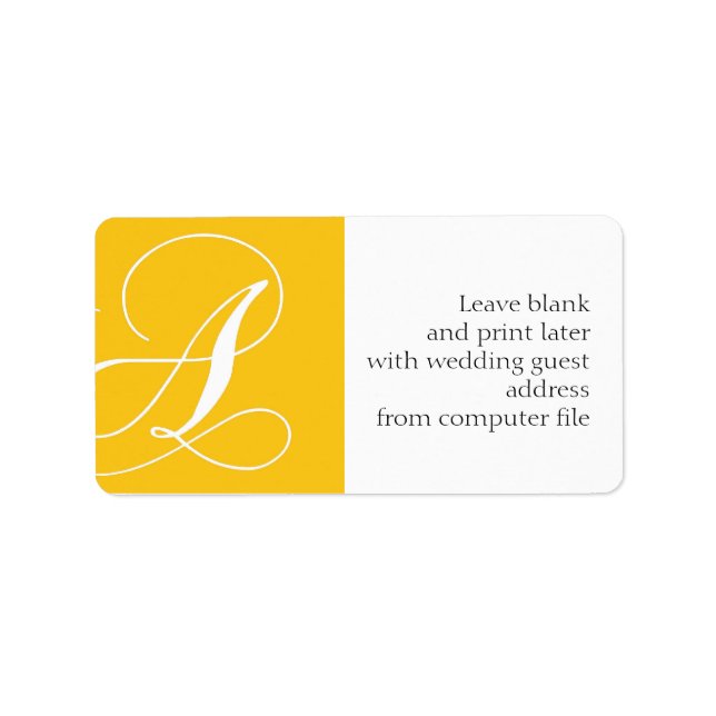 Wedding Address Labels Monogram A Yellow (Front)