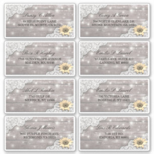 Wedding Address Lace Sunflower Wood String Lights