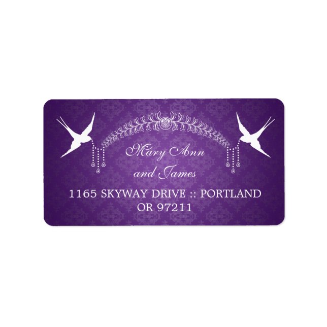 Wedding Address Love Birds & Diamonds Purple Label (Front)