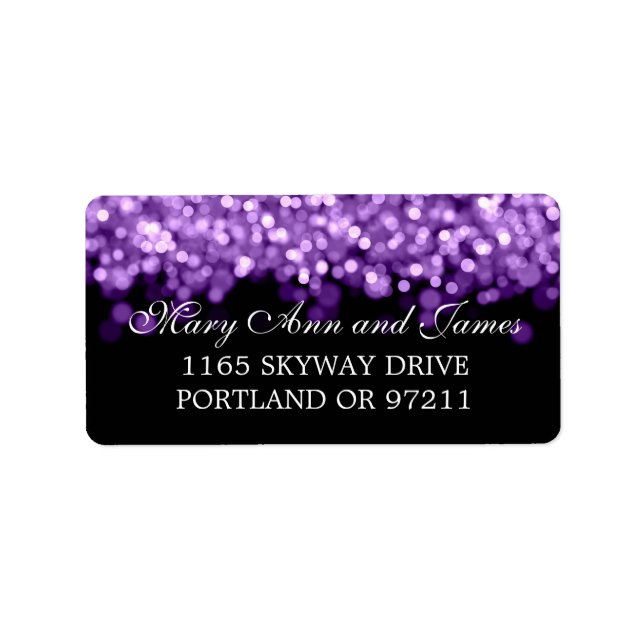 Wedding Address Purple Lights Label (Front)