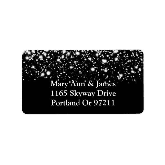 Wedding Address Silver Midnight Glam Label (Front)