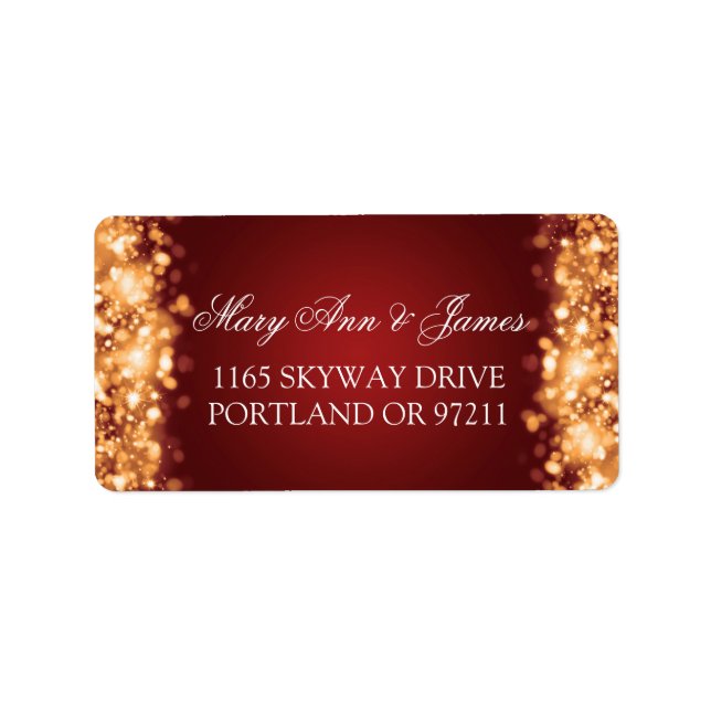 Wedding Address Sparkling Lights Gold Label (Front)