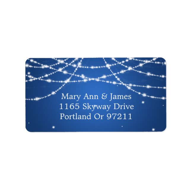 Wedding Address Sparkling String Blue Label (Front)